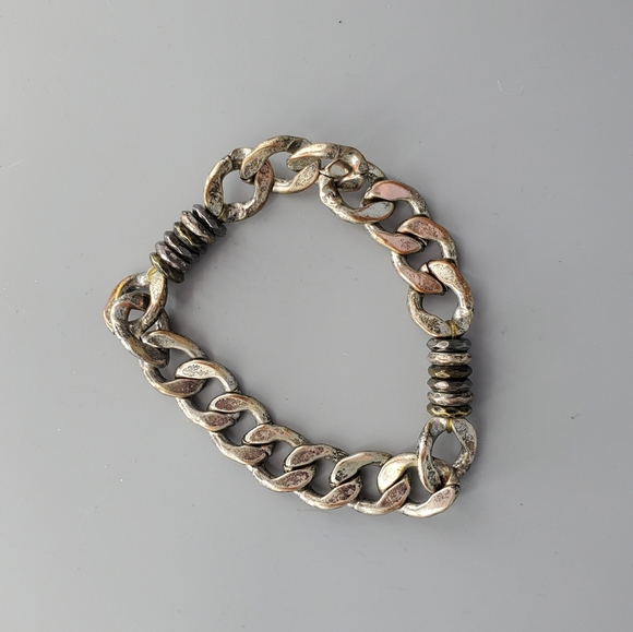 Cuban Link Silver Antique Finish Bracelet - Picture 2 of 6
